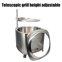 Barbecue de camping extérieur sans fumée KZ FS500 en acier inoxydable, alimenté au bois, avec grille de cuisson et foyer