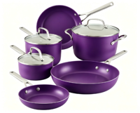 Revêtement antiadhésif en céramique, ensemble d'ustensiles de cuisson antiadhésifs comprenant une poêle, une marmite, une casserole, durable et offrant une chaleur uniforme.