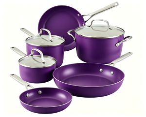 Revêtement antiadhésif en céramique, ensemble d'ustensiles de cuisson antiadhésifs comprenant une poêle, une marmite, une <span class=keywords><strong>casserole</strong></span>, durable et offrant une chaleur uniforme. - Product Image 1