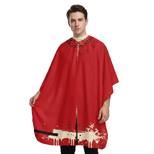 Cape de Barbier Professionnelle Rouge Artistique Style Basquiat – Cape de Coiffure Créative pour Salon de Coiffure et Styliste - Product Image 4