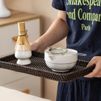 Ensemble de bols à matcha japonais en porcelaine à motif vague, exclusif transfrontalier, avec fouet Chasen et support, 560 ml, écologique