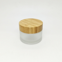 Pot en verre transparent givré vide de 50 ml, pot en verre pour crème cosmétique, pot en verre avec couvercle à vis en bambou
