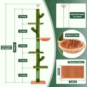 الصبار الداخلي من السقف إلى السقف نشاط طويل القامة مع ارتفاع قابل للتعديل مع شجرة قطط فاخرة - Product Image 2
