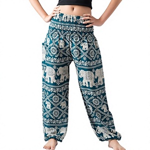 Pantalones Harem de Algodón 100% con Logotipo de Marca Personalizado OEM, Opción Multicolor, Ropa Boho para Yoga con Bolsillos y Puños Acanalados para Mujer - Product Image 2