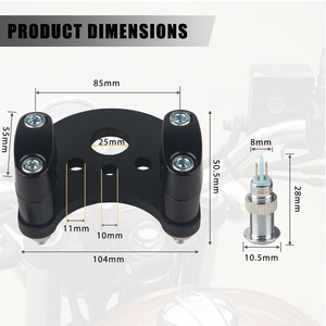 Kit de fixation de guidon rétro en aluminium pour moto Jialing Cub Samsung - Product Image 3
