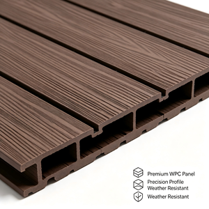 Panneau mural WPC, grain de bois, composite solide, surface imperméable, couleur personnalisée, revêtement intérieur et extérieur - Product Image 2