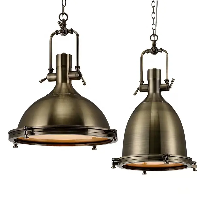 Contemporary Frosted Dome E27 Single Light Hanging Nautical Chandelier Lamp Decorative Industrial Style Pendant Light