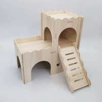 Maisonnette en bois massif pour hamster, abri doré, jouets, décorations paysagères, nid pour perruche et hérisson