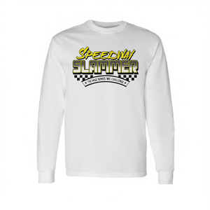 T-shirt à manches longues Speedway Slammer, blanc, col rond, chemise promotionnelle - Product Image 2