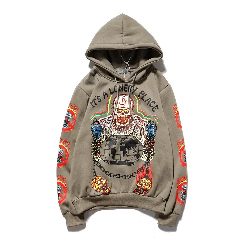 Hot Sale European and American fashion brand Kanye Smiling Hooded Sweater 3D Digital Printed Hoodie Hip Hop Adult Hoodie