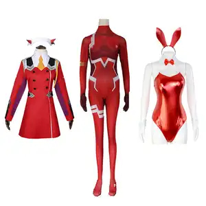 Anime <span class=keywords><strong>Darling</strong></span> in <span class=keywords><strong>the</strong></span> Franxx 02 Zero Two Cosplay disfraz para mujer vestido carnaval apretado 3D estampado mono Cosplay peluca - Product Image 1