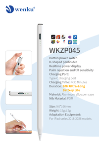Lápiz Capacitivo Activo WK para <span class=keywords><strong>iPad</strong></span> 2018-2026, Diseño Gráfico, 30 Horas de Duración, Sensor de Inclinación, Carga USB-C, Punta Reemplazable, Forma de D - Product Image 6