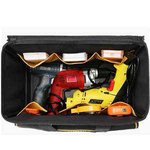 Sac à outils tactique portable noir de grande taille, à fond rigide, pour travaux techniques, fabrication de sacs à outils robustes avec outils pour l'ingénierie - Product Image 4