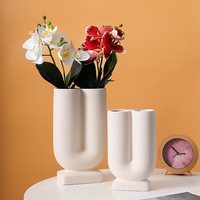 Vase en céramique nordique Arrangement de fleurs séchées accessoires de décoration de la maison bureau salon Vase à fleurs