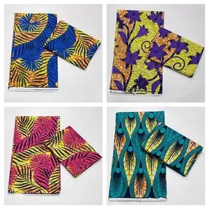 Fashion populer 100% katun kain lilin Super Afrika 6 yard kain untuk lilin Afrika pakaian kanvas kain kaus kotak-kotak