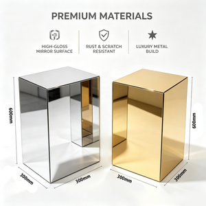 300*300*600mm <b>Mirror</b> Acrylic Plinth Stand <b>Gold</b> Silver <b>Mirror</b> Cube Pedestal for Wedding Event Party Decoration - Product Image 2