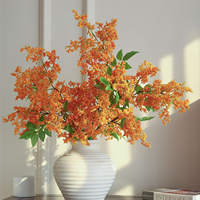 Fleur artificielle en soie à longue tige unique (85 cm) de couleur violette, blanche et orange pour la décoration intérieure et les objets décoratifs.