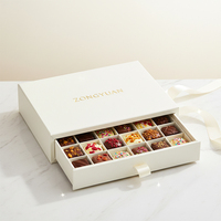 Emballage en papier de luxe personnalisé en relief, boîte à tiroir écologique pour 6/12/24 truffes, macarons, pralines