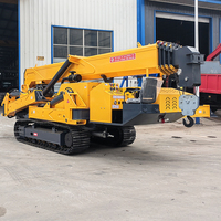Mini-grue araignée sur chenilles de 1,3 à 12 tonnes, certifiée CE, avec flèche télescopique hydraulique et télécommande pour espaces étroits