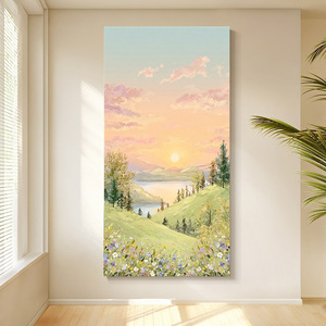 Peinture à l'huile peinte à la main, art paysager, 100% fait main, décoration murale moderne pour hall d'entrée, toile texturée sans cadre - Product Image 1