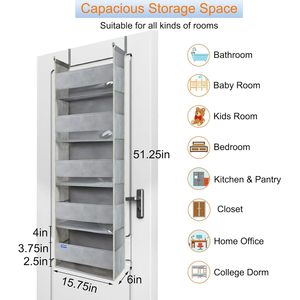 Over The Door Organizer 5 Shelves 10 Pockets Heavy Duty Hanging <b>Storage</b> For Behind Doors On Walls - Product Image 6