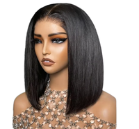 Perruque Bob Courte Bouclée Kinky 4x4 avec Fermeture en Dentelle, Cheveux Humains Remy Double Drawn, Style Naturel et Volumineux pour Femmes Africaines