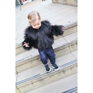 Pisello baby cappotto in pelliccia sintetica nera per bambini - Product Image 1