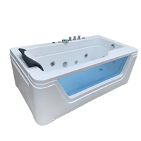 Baignoire Spa Rectangulaire Autoportante Villa avec Hydromassage à Air, 8 Jets, Drainage à Double Jupe, en Acrylique, pour 2 Personnes