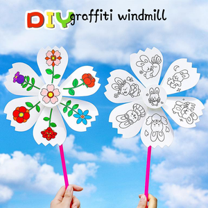 Kinder kreative Malerei Graffiti Windmühle Cartoon Puzzle kleines Geschenk Kindergarten handgemachte DIY niedlichen Papier Windmühle - Product Image 3