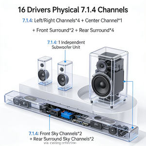 Barre de son <span class=keywords><strong>Dolby</strong></span> Atmos 7.1.4 CH 430W, système home cinéma avec caisson de basses et enceintes arrière sans fil, 16 haut-parleurs, HDMI EARC, vente en gros - Product Image 4