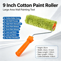 Rouleau de peinture vert de 9 pouces, rouleaux de peinture professionnels en coton, outils manuels de haute qualité de 9 pouces pour la maison, les murs, les coins, le sol, le bricolage