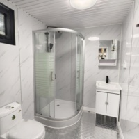 Remorque de salle de bain mobile moderne, cabine de toilettes portable, pour camping extérieur, compostable, écologique, durable, préfabriquée