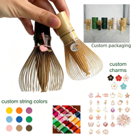 Fouet à Matcha en Bambou Artisanal Traditionnel de Haute Qualité, Couleur de Cordon et Breloque Personnalisables, Accessoire pour Kit de Matcha