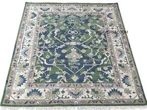 Tapis Oushak noué à la main 8x10, livraison rapide, vert, bleu, laine turque, tapis d'intérieur, style oriental floral, style vintage, décoration de salon - Product Image 6