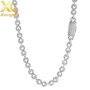 Unisex White 18K Gold Plated 8MM Cuban Link Choker Chain Iced CZ Hip Hop <b>Bracelet</b> - Product Image 1