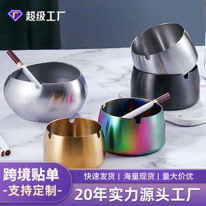 Stainless Steel Ashtray Round Minimalist Design For Bars Restaurants Hotels Large Size With Logo Option - Product Image 4
