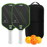 Raket Pickleball Serat Karbon T700 Profesional Ringan Inti Polimer Sarang Lebah Ofensif untuk Luar Ruangan Grosir