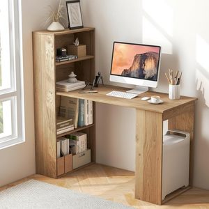 <span class=keywords><strong>Bureau</strong></span> d'ordinateur ergonomique en <span class=keywords><strong>bois</strong></span> blanc avec étagères de rangement, support pour CPU, design moderne <span class=keywords><strong>et</strong></span> compact, respectueux de l'environnement, pour le <span class=keywords><strong>bureau</strong></span> à domicile - Product Image 2