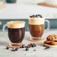 Ensemble de 4 tasses à café en verre rotatives Mfacoy, 15 oz, transparentes, pour boissons chaudes, thé, cappuccino, expresso et jus