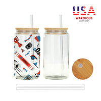 Lot de 50 verres à boire de 16 oz avec couvercles et pailles en verre, en forme de canette de bière, expédiés depuis l'entrepôt américain