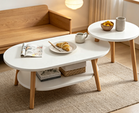 Table basse ovale en bois à 2 niveaux, moderne, durable et mobile, avec rangement, pour salon - Meilleures ventes