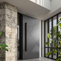 Modèles personnalisés de style d'entrée en bois de grande taille en acajou Double entrée principale en bois massif Portes d'entrée extérieures