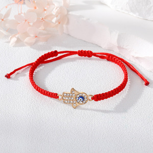 Lucky regolabile da uomo per bracciale spessa stringa rossa con malocchio Custom tessuto Turkish Blue Eye per coppia di amicizia o regalo - Product Image 5