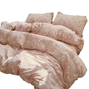 Parure <span class=keywords><strong>de</strong></span> lit florale française en <span class=keywords><strong>gaze</strong></span> double couche <span class=keywords><strong>de</strong></span> <span class=keywords><strong>coton</strong></span> doux avec housse <span class=keywords><strong>de</strong></span> <span class=keywords><strong>couette</strong></span> et taies d'oreiller pour femme - Textile <span class=keywords><strong>de</strong></span> maison - Product Image 5