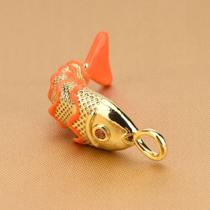 Pendentifs personnalisables en forme de carpe, pendentifs en forme de koï, en laiton plaqué or, pour la fabrication de bijoux et d'ornements - Product Image 2