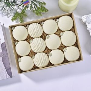 6cm Flocked Christmas Tree <b>Ornaments</b>, Wine <b>Red</b> and Dark Green Flocked Christmas Decorations Balls - Product Image 6