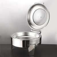 201 Réchaud de luxe en acier inoxydable avec étagère pliante Capacité de 6L Chauffe-plats Buffet Couvercle en verre visuel