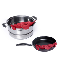 Passoire Clip Pan Égouttoir Bol Entonnoir Riz Pâtes Légumes Lavage Passoire Vidange Excès Liquide Univers passoire en silicone
