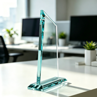 Trophée en verre personnalisable, portable et économique, avec option de polissage, design vierge pour gravure, cadeaux d'affaires, trophées et plaques WDY-0490