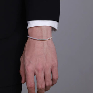 S925 argento Sterling Fox <span class=keywords><strong>bracciale</strong></span> di coda per gli uomini/le donne/i bambini Hip-Hop intrecciato a catena in stile semplice oro Fine coppie - Product Image 3